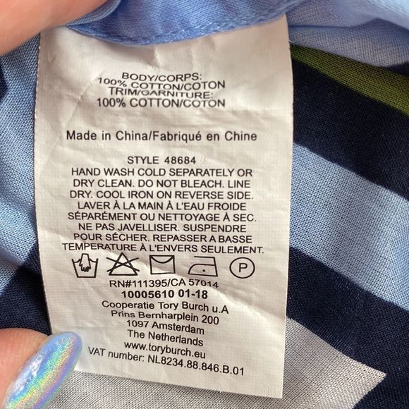 Tory Burch long sleeve notch neck printed tunic top, size XS. - Picture 7 of 9